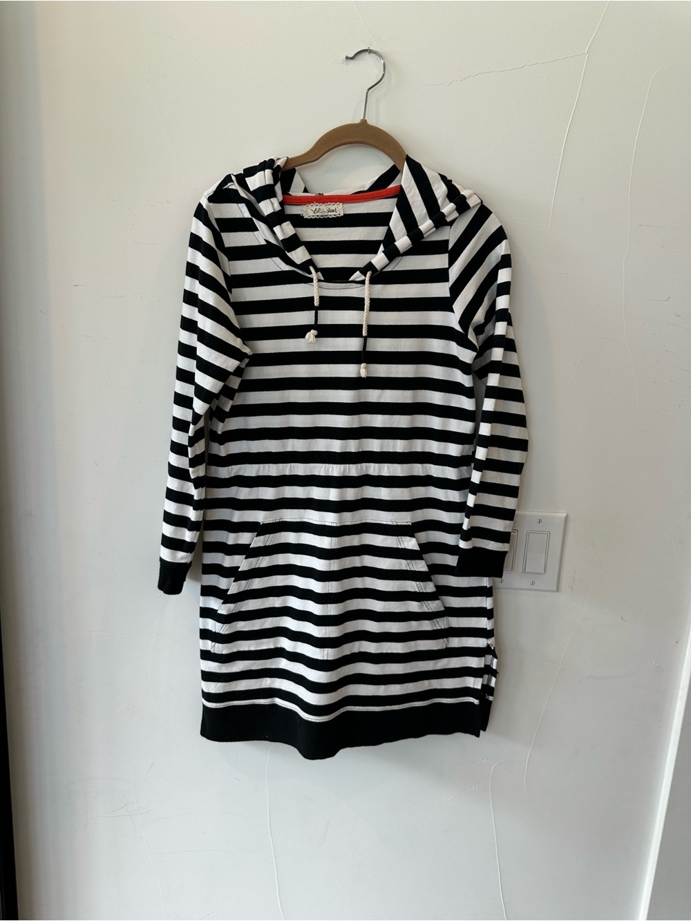 Anthropologie Black & White Striped Hooded Tunic